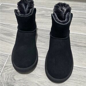 UGG Australia Adria Black Suede Sheepskin Winter Boots with Plush Lining